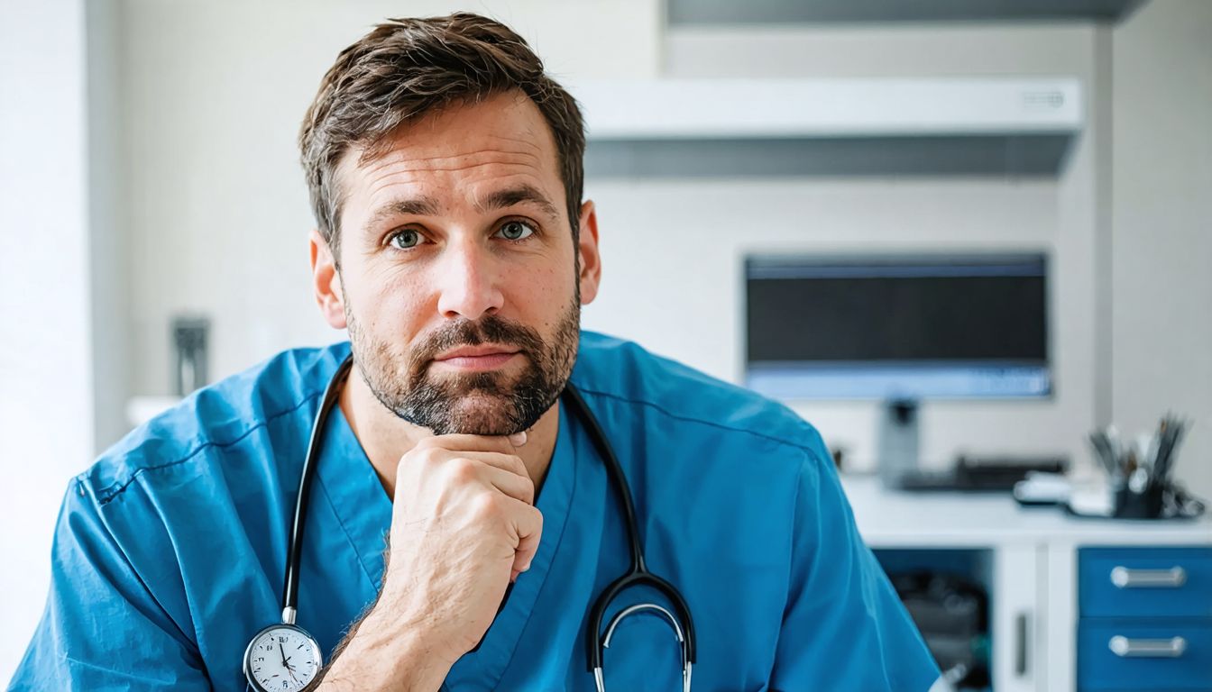 Doctor consulting a male patient about low libido and sex drive boosters for men in a medical office